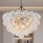 Bubbles Chandelier Clear Swirled Texture Ball Black Frame - BeyPan