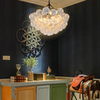 Bubbles Chandelier Clear Swirled Texture Ball Black Frame - BeyPan