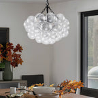 Bubbles Chandelier Clear Swirled Texture Ball Black Frame - BeyPan