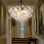 Bubbles Chandelier Clear Swirled Texture Ball Black Frame - BeyPan