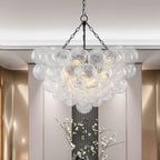 Bubbles Chandelier Clear Swirled Texture Ball Black Frame - BeyPan