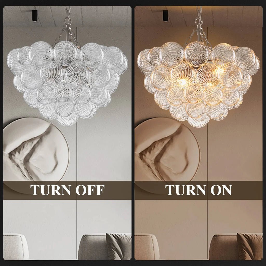 Bubbles Chandelier Clear Swirled Texture Ball Nickel Frame - BeyPan