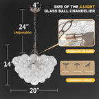 Bubbles Chandelier Clear Swirled Texture Ball Nickel Frame - BeyPan