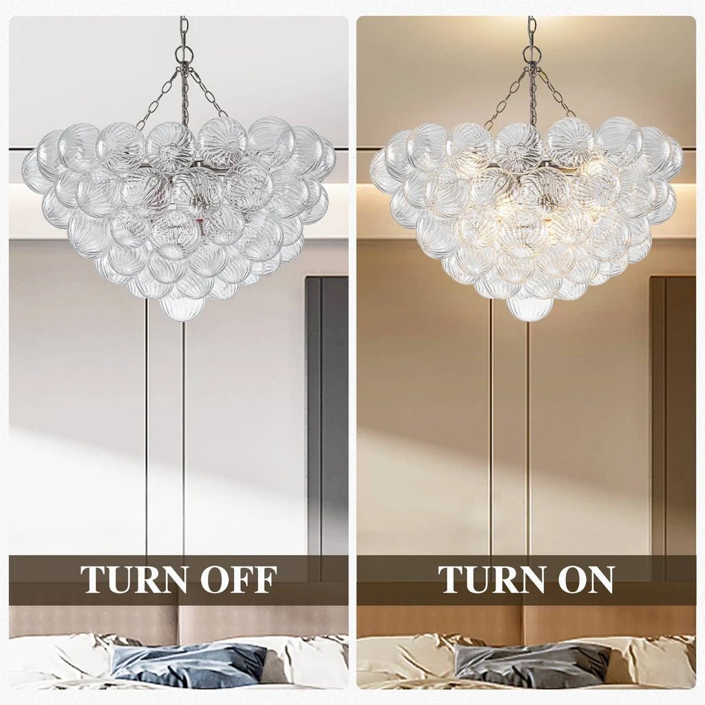 Bubbles Chandelier Clear Swirled Texture Ball Nickel Frame - BeyPan
