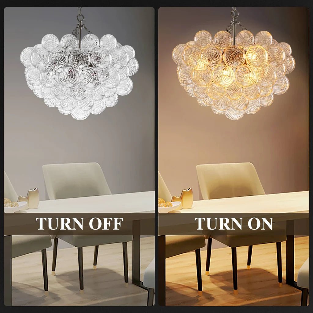 Bubbles Chandelier Clear Swirled Texture Ball Nickel Frame - BeyPan