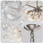 Bubbles Chandelier Clear Swirled Texture Ball Nickel Frame - BeyPan
