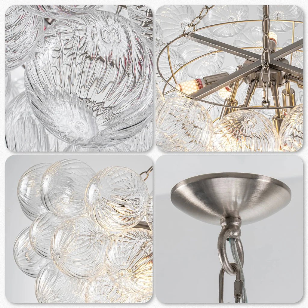 Bubbles Chandelier Clear Swirled Texture Ball Nickel Frame - BeyPan
