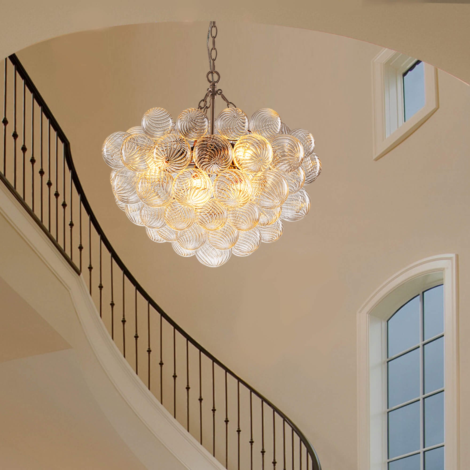 Bubbles Chandelier Clear Swirled Texture Ball Nickel Frame - BeyPan