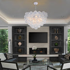 Bubbles Chandelier Clear Swirled Texture Ball White Frame - BeyPan