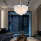 Bubbles Chandelier Clear Swirled Texture Ball White Frame - BeyPan