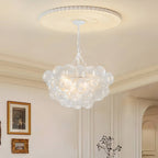 Bubbles Chandelier Clear Swirled Texture Ball White Frame - BeyPan