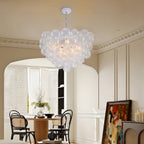 Bubbles Chandelier Clear Swirled Texture Ball White Frame - BeyPan