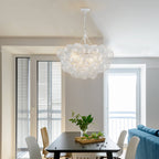 Bubbles Chandelier Clear Swirled Texture Ball White Frame - BeyPan