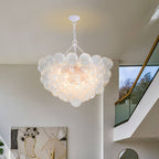 Bubbles Chandelier Clear Swirled Texture Ball White Frame - BeyPan