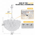 Bubbles Chandelier Clear Swirled Texture Ball White Frame - BeyPan