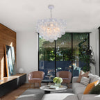Bubbles Chandelier Clear Swirled Texture Ball White Frame - BeyPan