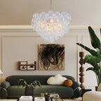 Bubbles Chandelier Clear Swirled Texture Ball White Frame - BeyPan