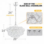 Bubbles Chandelier Clear Swirled Texture Ball White Frame - BeyPan