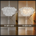 Bubbles Chandelier Clear Swirled Texture Ball White Frame - BeyPan