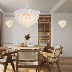 Bubbles Chandelier Clear Swirled Texture Ball White Frame - BeyPan