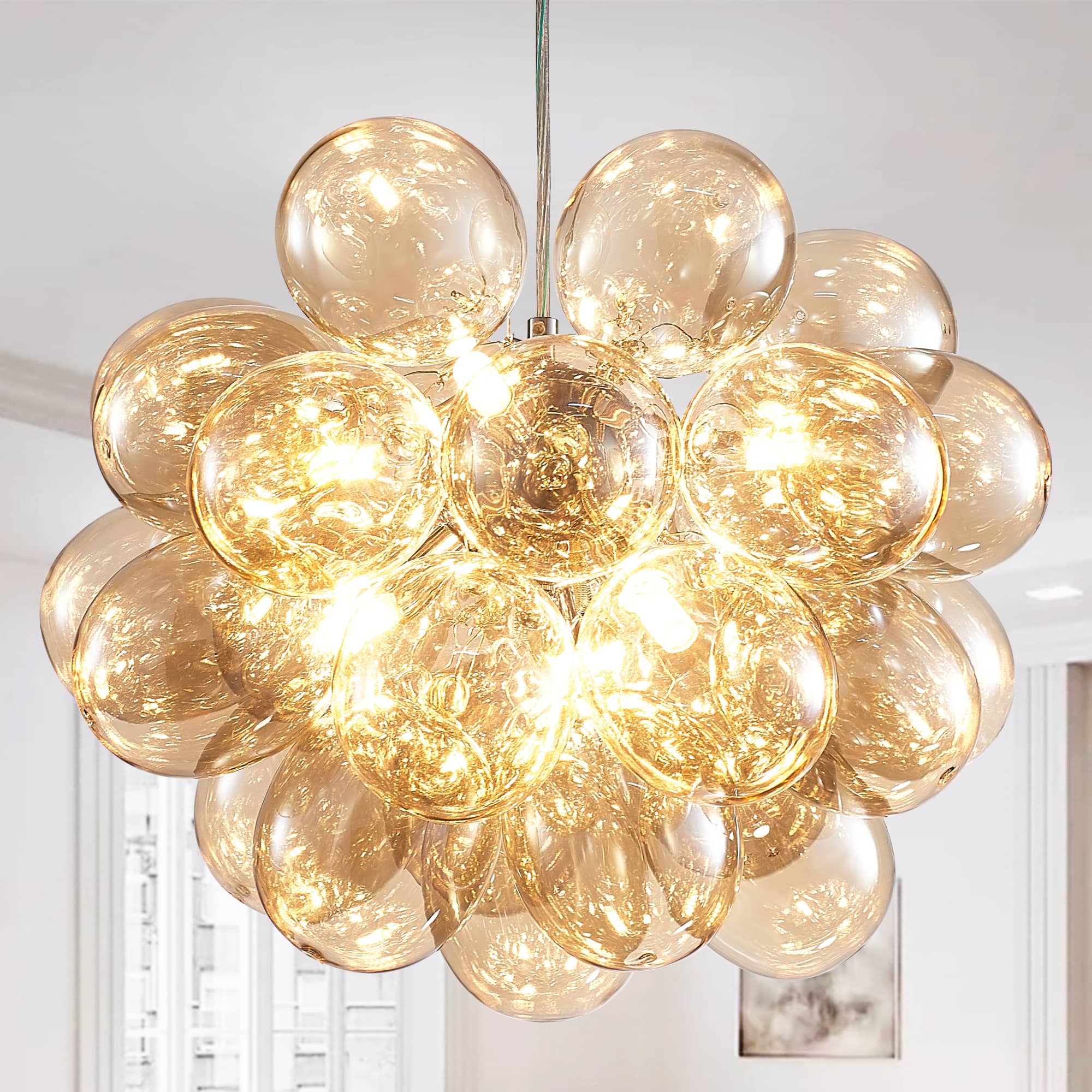 Bubbles Chandelier Dark Beige Blown Glass Balloon Light Brown - BeyPan Hauptbild