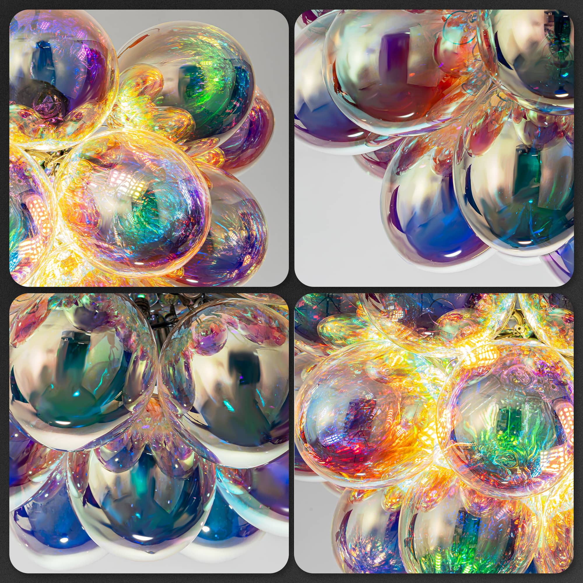 Bubbles Chandelier Semi-Flush Iridescent Cognac Tinted Glass Zweitbild