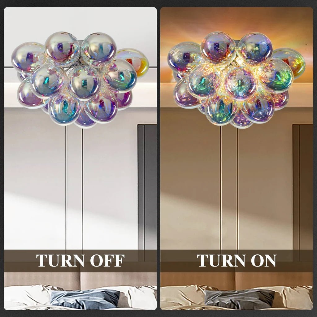 Bubbles Chandelier Semi-Flush Iridescent Cognac Tinted Glass - BeyPan