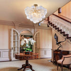 Bubbles Chandelier Semi-Flush Mounted Clear Ribbed Ball Gold Frame - BeyPan