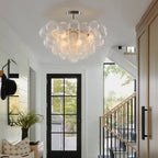 Bubbles Chandelier Semi-Flush Mounted Clear Ribbed Ball Nickel Frame - BeyPan