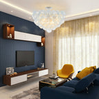 Bubbles Chandelier Semi-Flush Mounted Clear Ribbed Ball White Frame - BeyPan