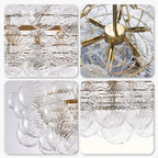 Bubbles Chandelier Talia Style Ribbed Clear Globes Rectangular Shape - BeyPan