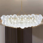 Bubbles Chandelier Talia Style Ribbed Clear Globes Rectangular Shape - BeyPan