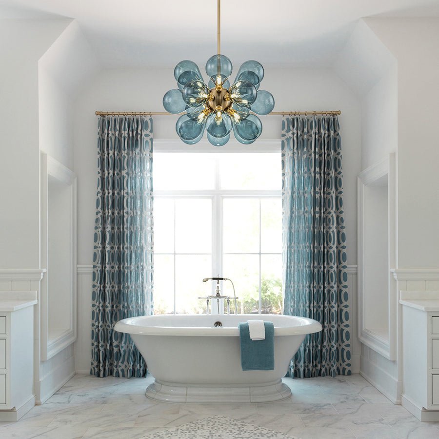 Bubbles Chandelier With Teal Blue Glass Balls - BeyPan