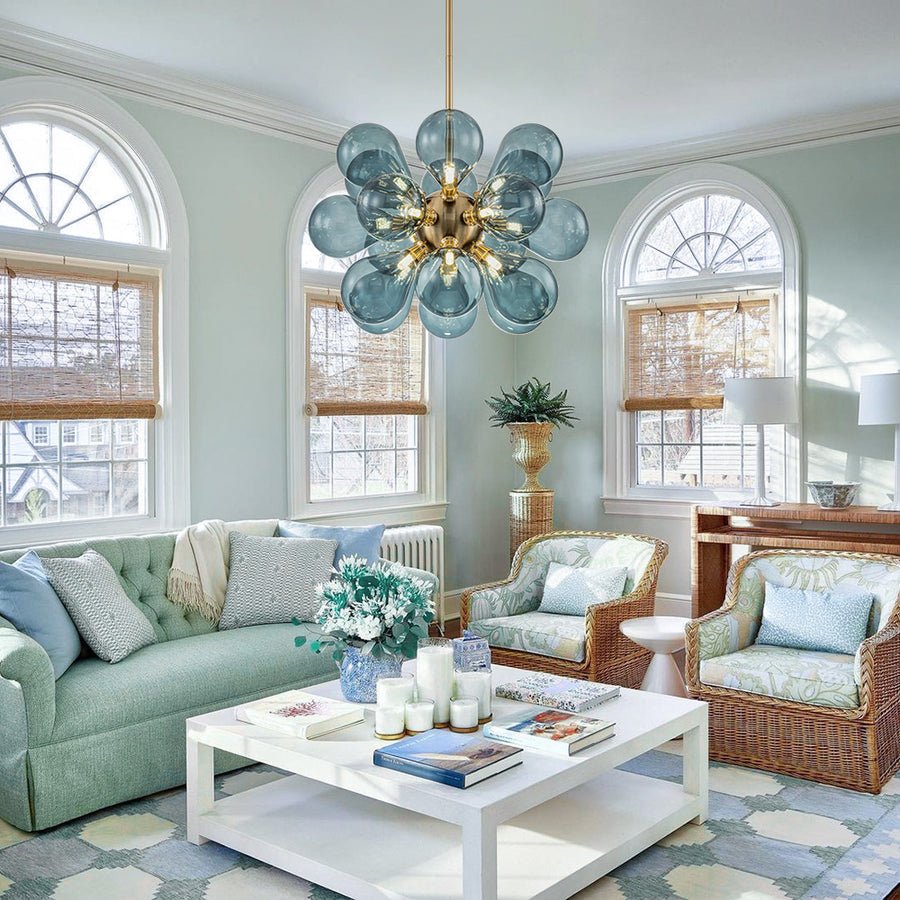 Bubbles Chandelier With Teal Blue Glass Balls - BeyPan
