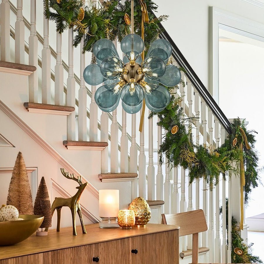 Bubbles Chandelier With Teal Blue Glass Balls - BeyPan