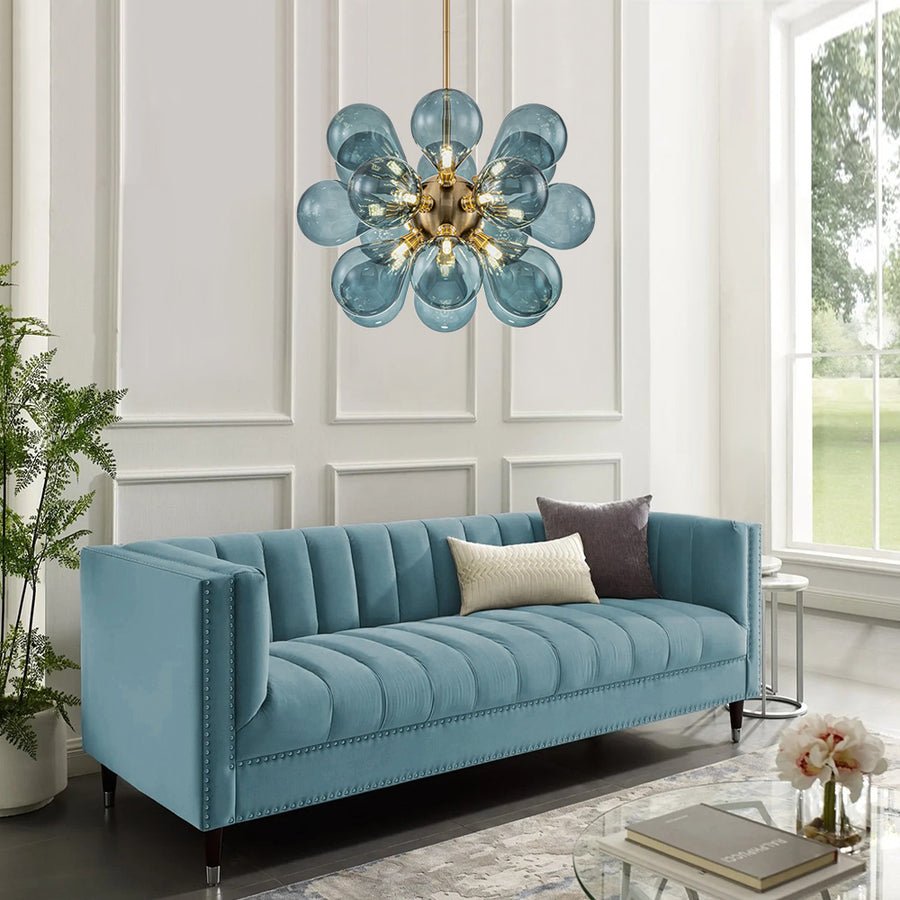 Bubbles Chandelier With Teal Blue Glass Balls - BeyPan