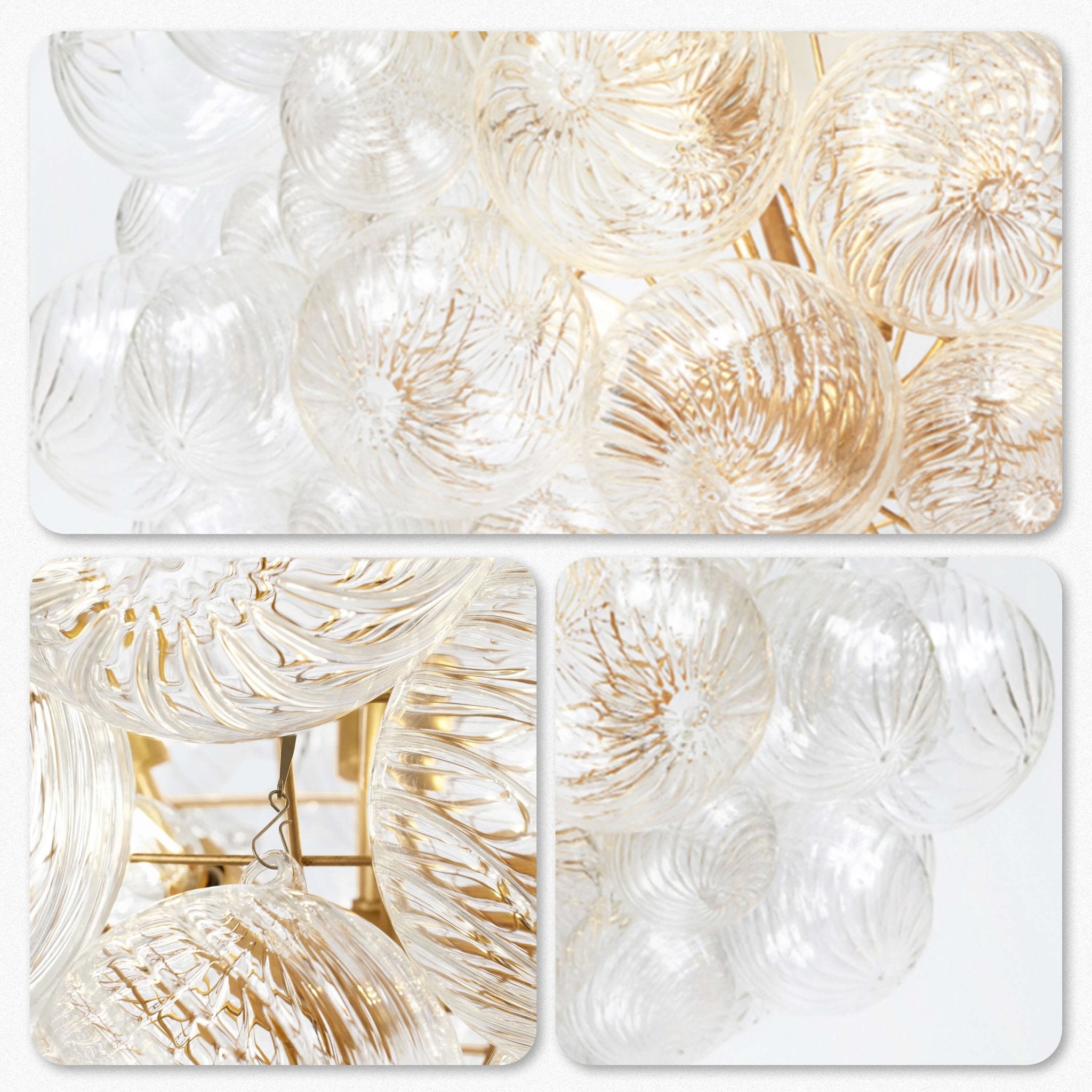 Bubbles Glass Chandelier Clear Ball Swirled Texture D36"*H38" - BeyPan