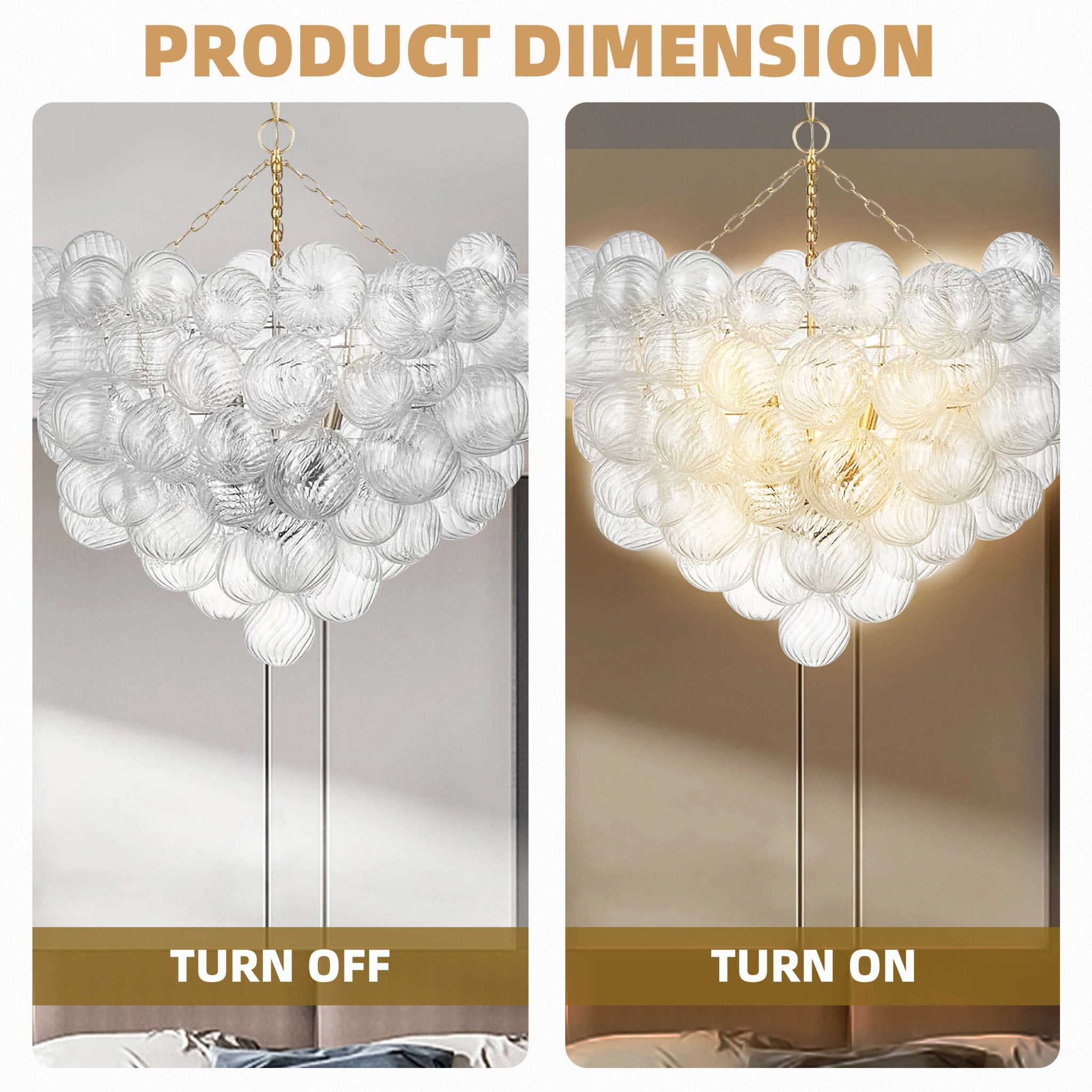 Bubbles Glass Chandelier Clear Ball Swirled Texture D36"*H38" Zweitbild