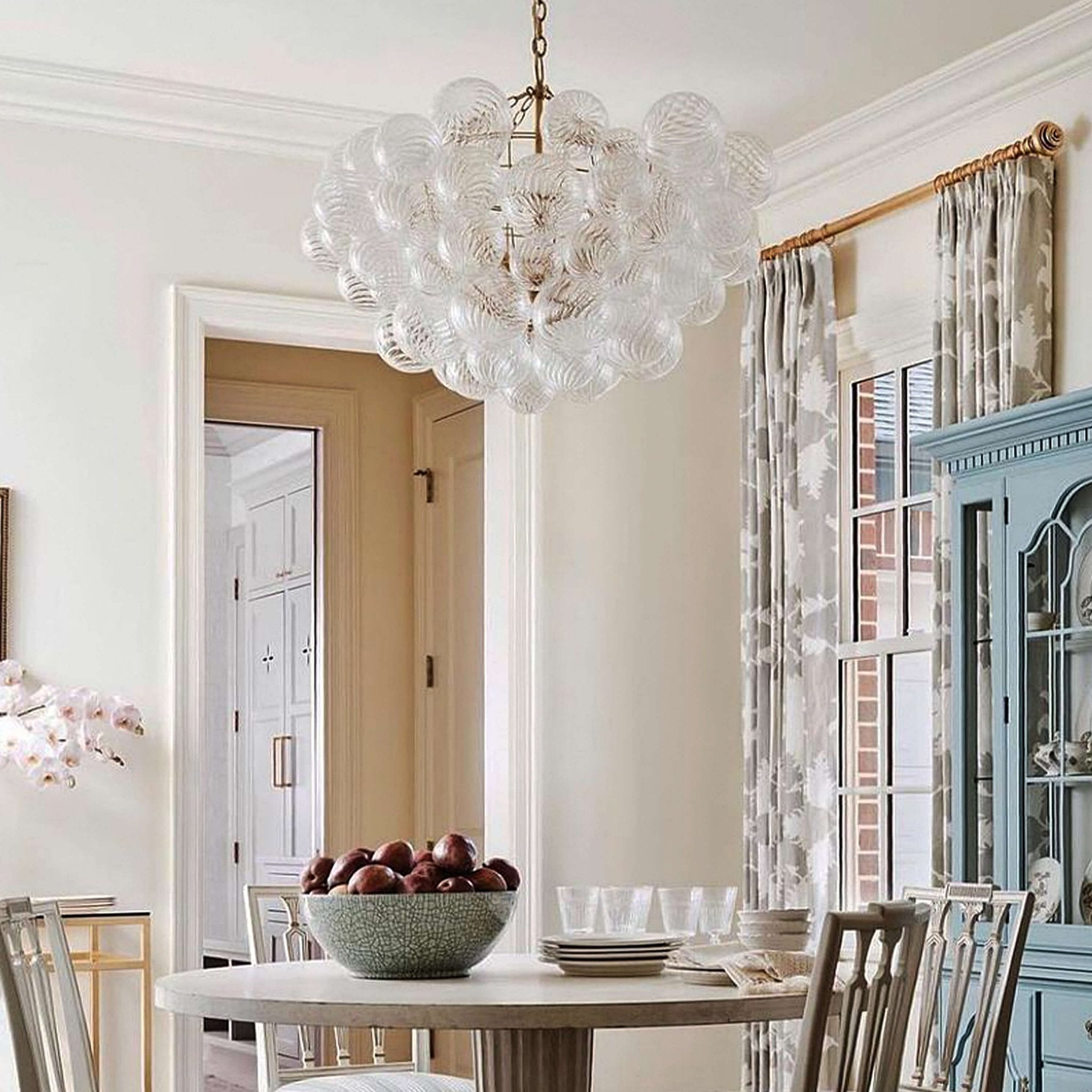 Bubbles Glass Chandelier Clear Globe Swirled Texture D32"*H24" - BeyPan
