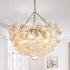 Bubbles Glass Chandelier Clear Globe Swirled Texture D32"*H24" - BeyPan