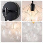 Bubbles Wall Lamp Clear And Ribbed Balls Black Frame And Cord - BeyPan