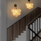 Bubbles Wall Lamp Clear And Ribbed Balls Black Frame And Cord - BeyPan