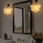 Bubbles Wall Lamp Clear And Ribbed Balls Black Frame And Cord - BeyPan