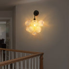 Bubbles Wall Lamp Clear And Ribbed Balls Black Frame And Cord - BeyPan