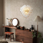 Bubbles Wall Lamp Clear And Ribbed Balls Gold Frame 3 Lights - BeyPan
