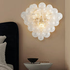 Bubbles Wall Lamp Clear And Ribbed Balls Gold Frame 3 Lights - BeyPan