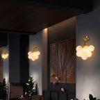 Bubbles Wall Lamp Clear And Ribbed Balls Gold Frame And Black Cord - BeyPan
