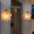 Bubbles Wall Lamp Clear And Ribbed Balls Gold Frame And White Cord - BeyPan