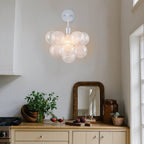 Bubbles Wall Lamp Clear And Ribbed Balls White Frame And Cord - BeyPan