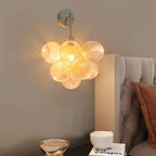 Bubbles Wall Lamp Clear And Ribbed Balls White Frame And Cord - BeyPan